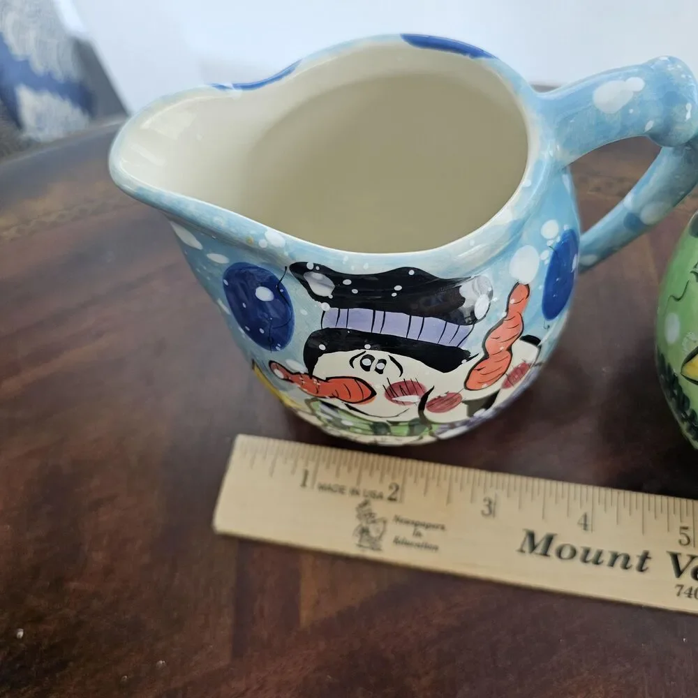 Vintage Snowman Cream & Sugar Set, 2001 Mary Heather Gibbs Enesco, Christmas